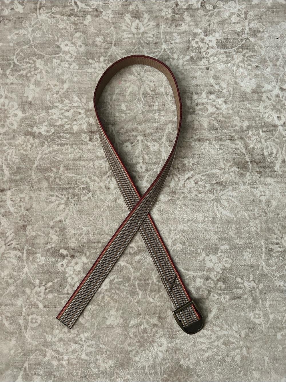 Chaco Striped Fabric Belt with Red and Brown Trim 45